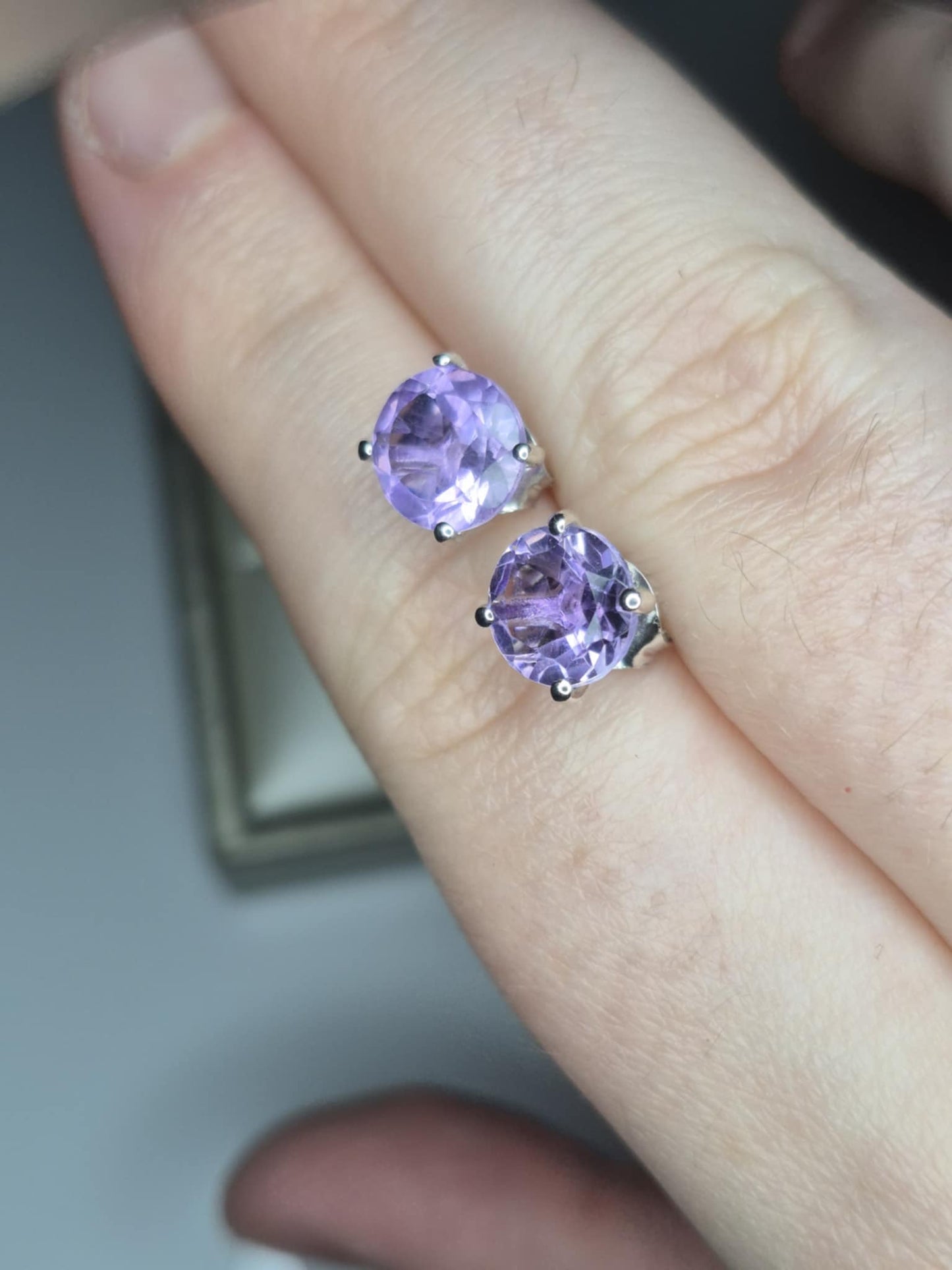 3.70 Ct. AAA Rose De France Amethyst Solitaire Stud Earring in 925 Sterling Silver