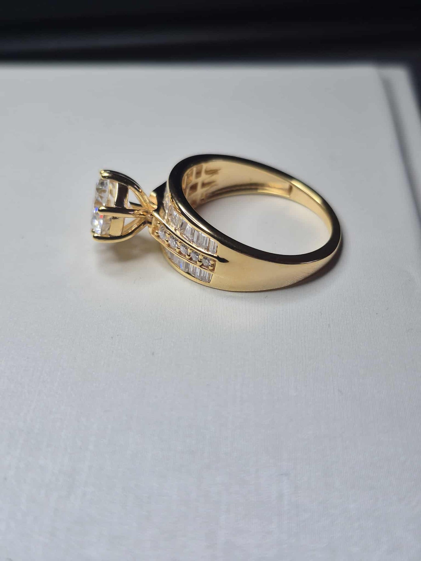 3.15ct Moissanite Ring in 18K Gold Overlay 925 Sterling Silver SIZE R