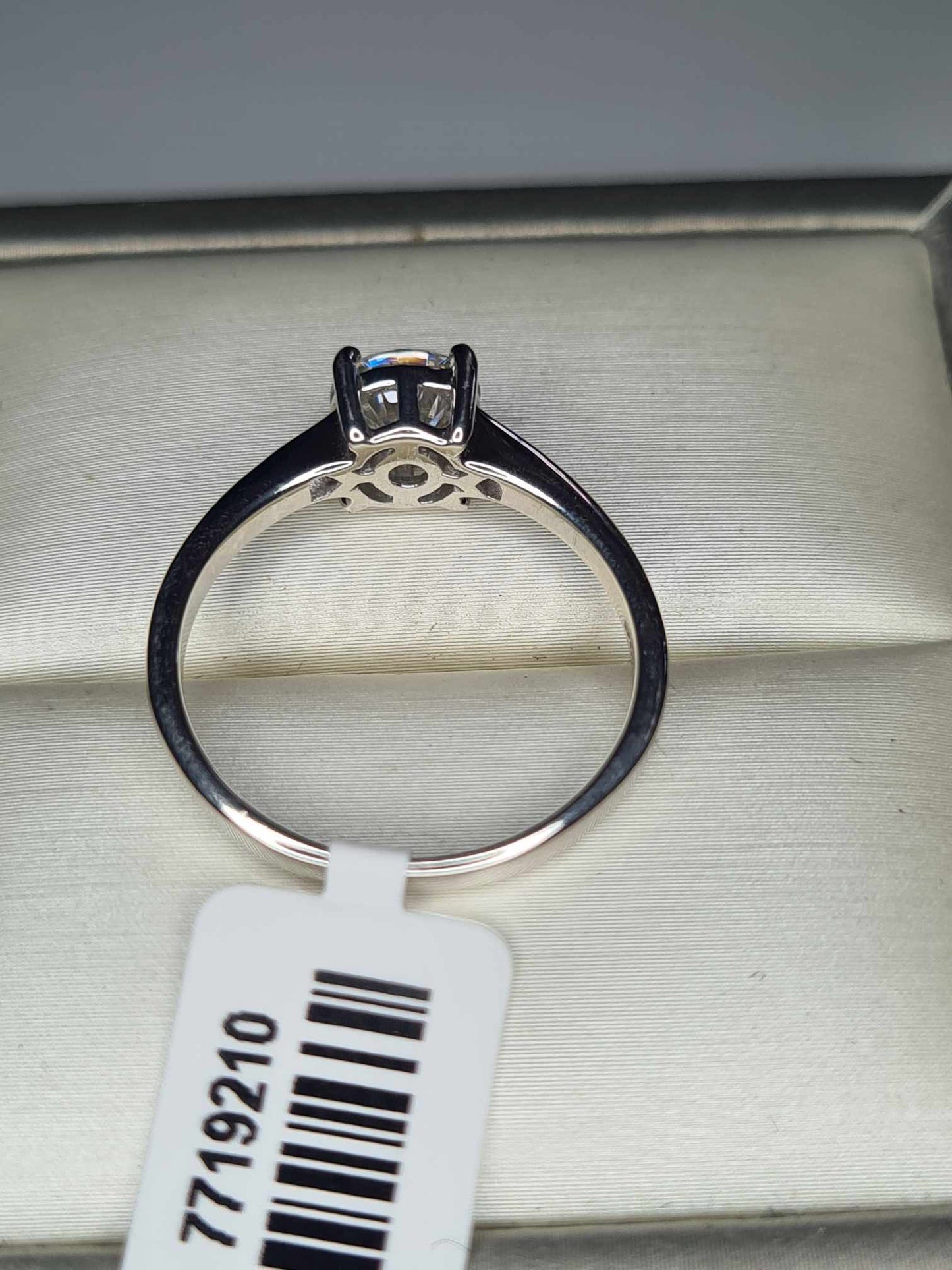 1ct Rainbow Moissanite Solitaire Ring in Rhodium Overlay Sterling Silver SIZES N,O, P