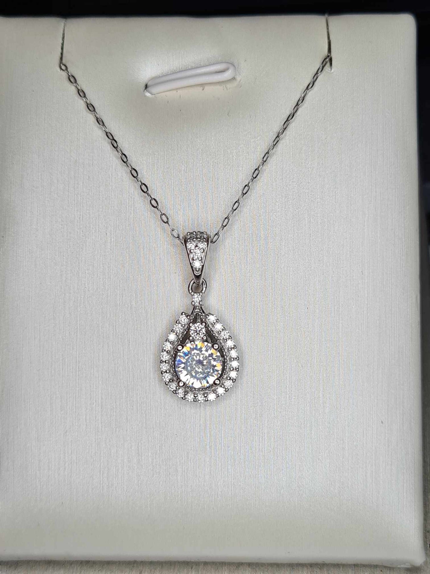 1.08ct Moissanite Necklace in Rhodium Overlay 925 Sterling Silver