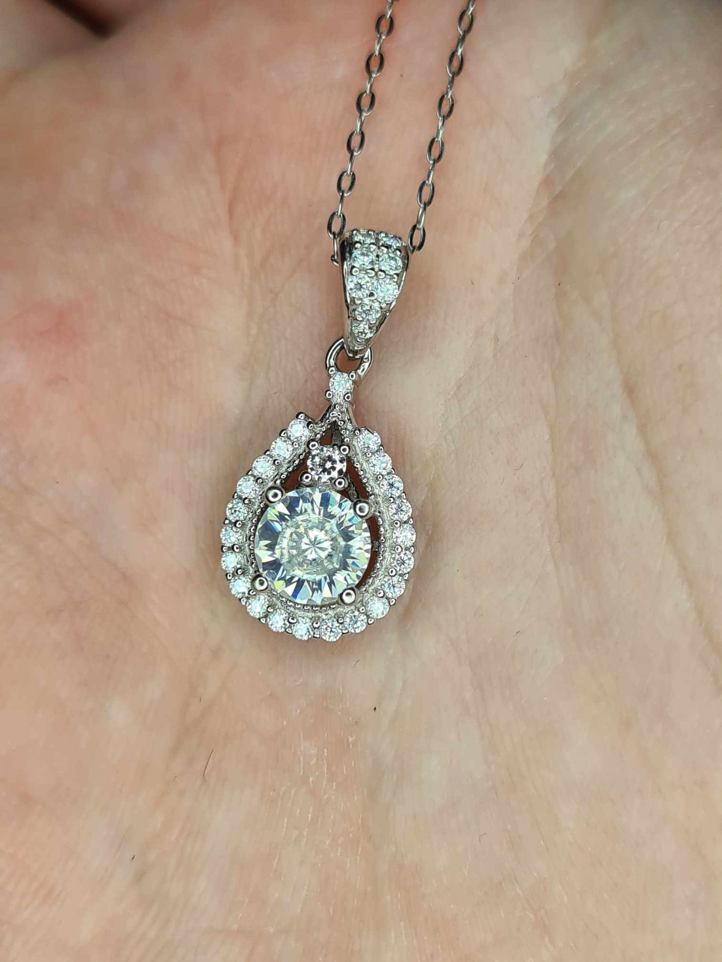 1.08ct Moissanite Necklace in Rhodium Overlay 925 Sterling Silver