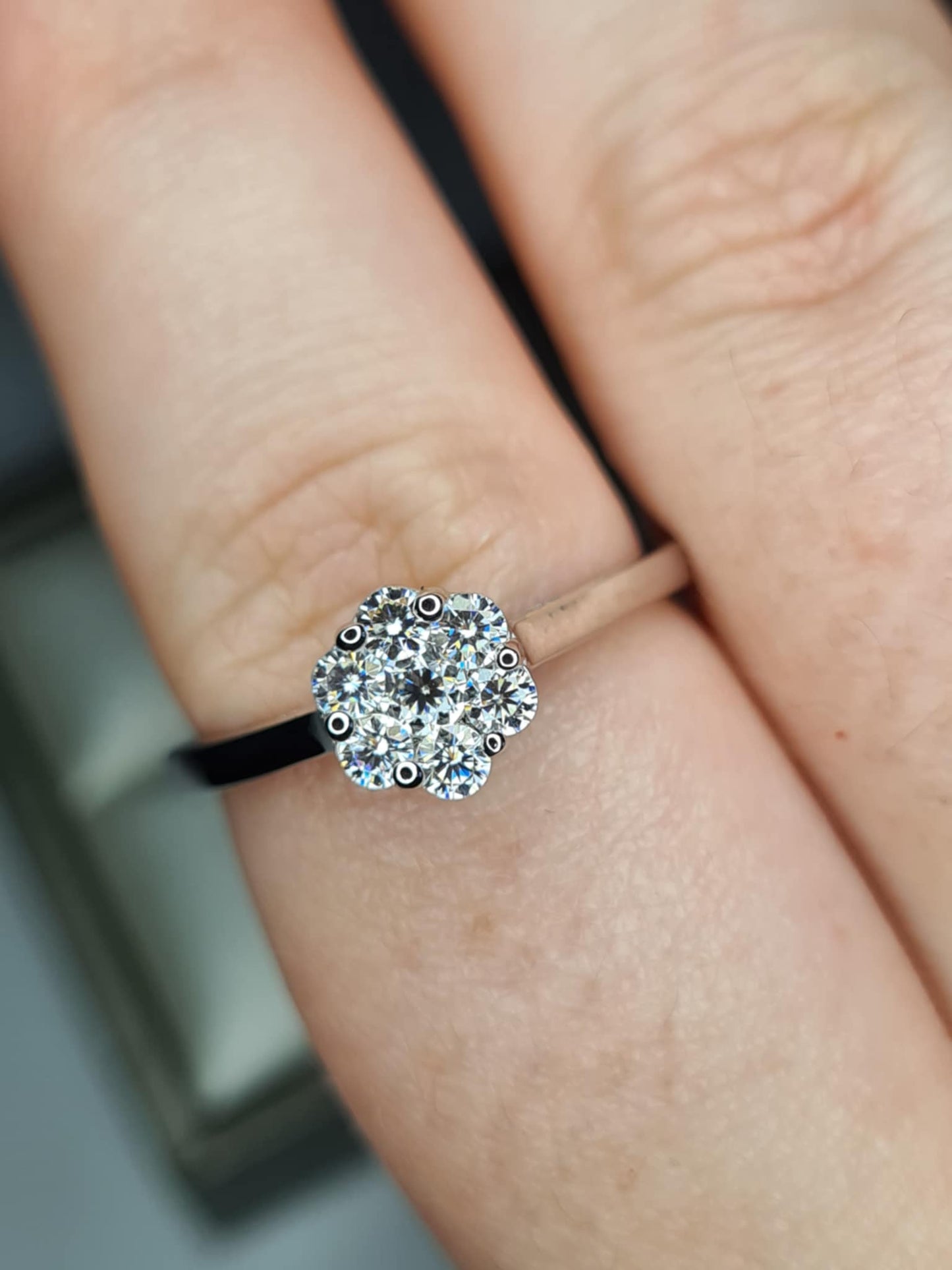 0.466ct. Moissanite Ring in Platinum Overlay 925 Sterling Silver SIZE R