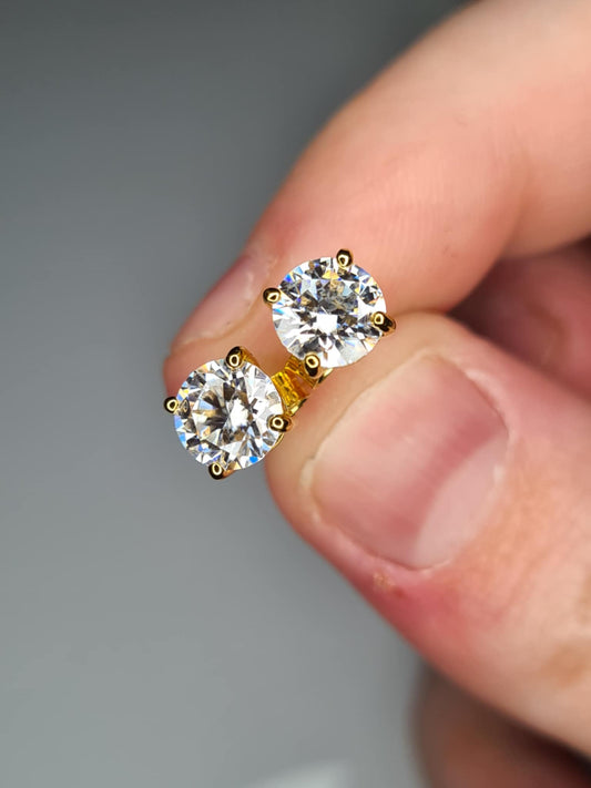 1.50ct Moissanite Solitaire stud Earring 18k Gold Overlay 925 Sterling Silver