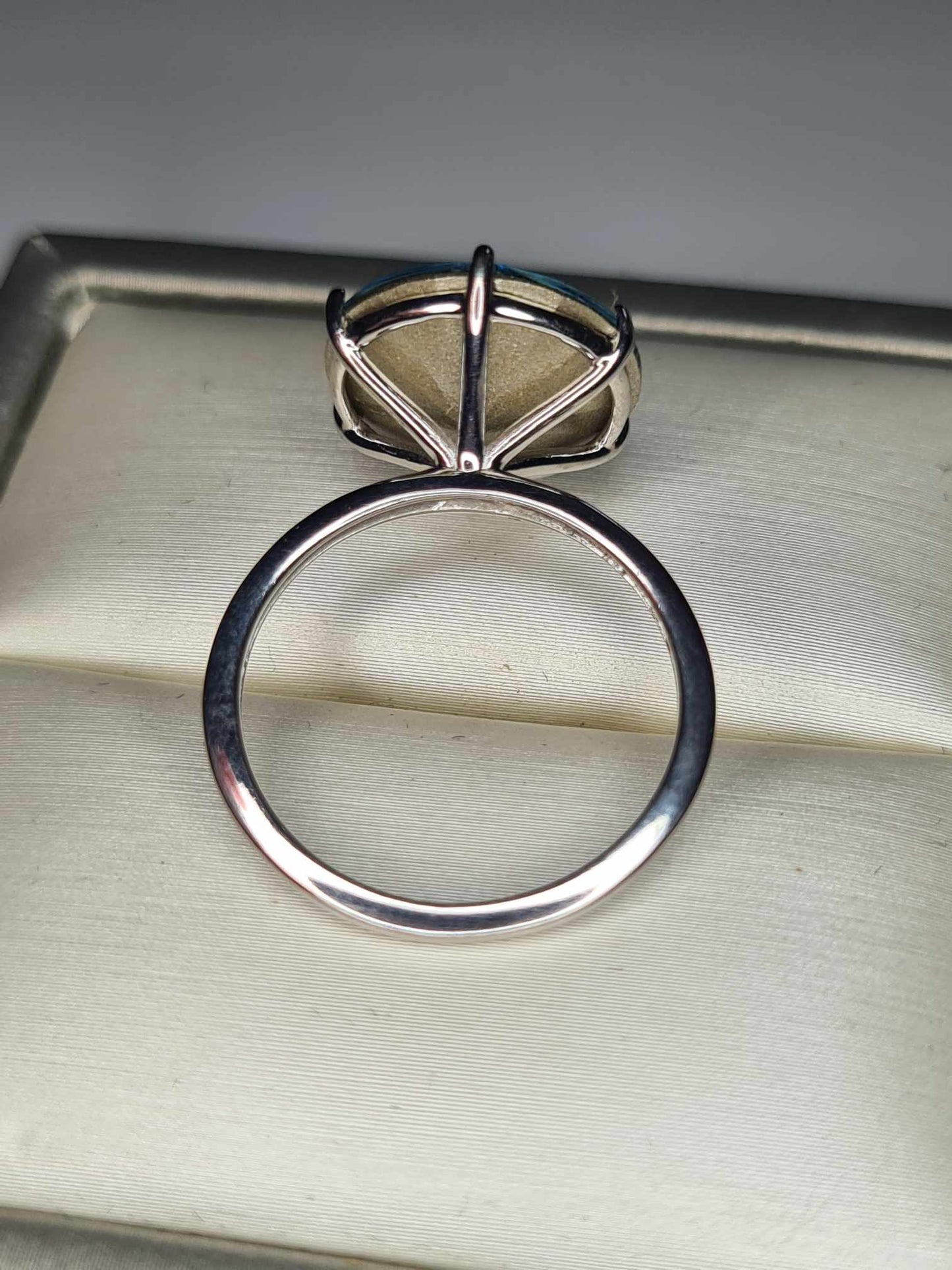 5.600ct Aquamarine Swarovski Crystal Solitaire Ring 925 Sterling Silver SIZE O