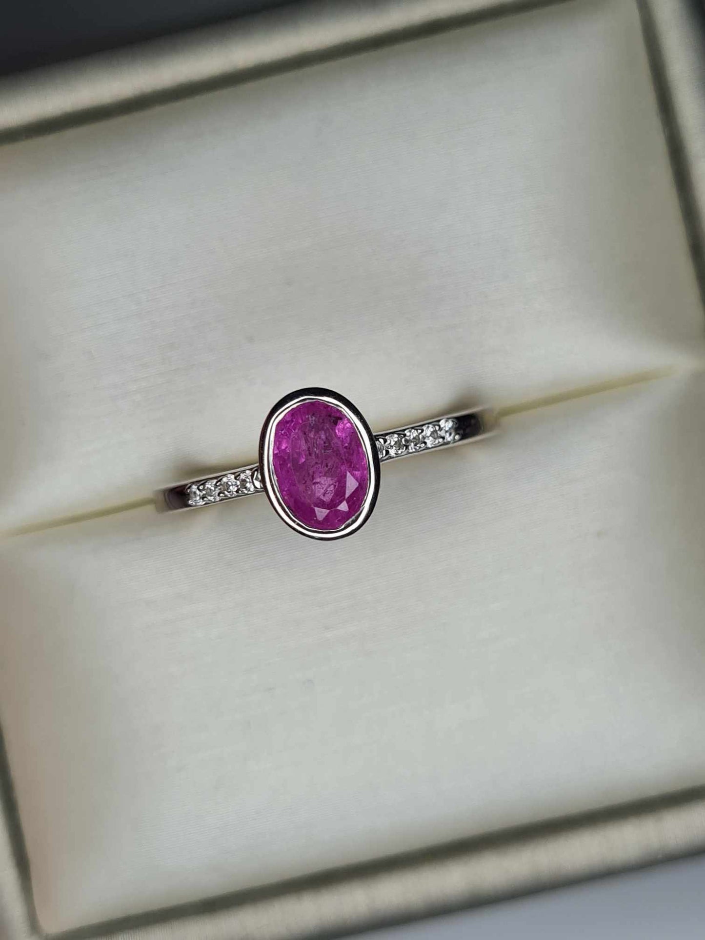 1.22ct Sapphire Natural Zircon Ring in Platinum Overlay 925 Sterling Silver SIZES L,O