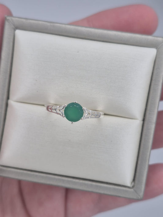 0.720ct Verde Onyx Solitaire Ring 925 Sterling Silver SIZE K