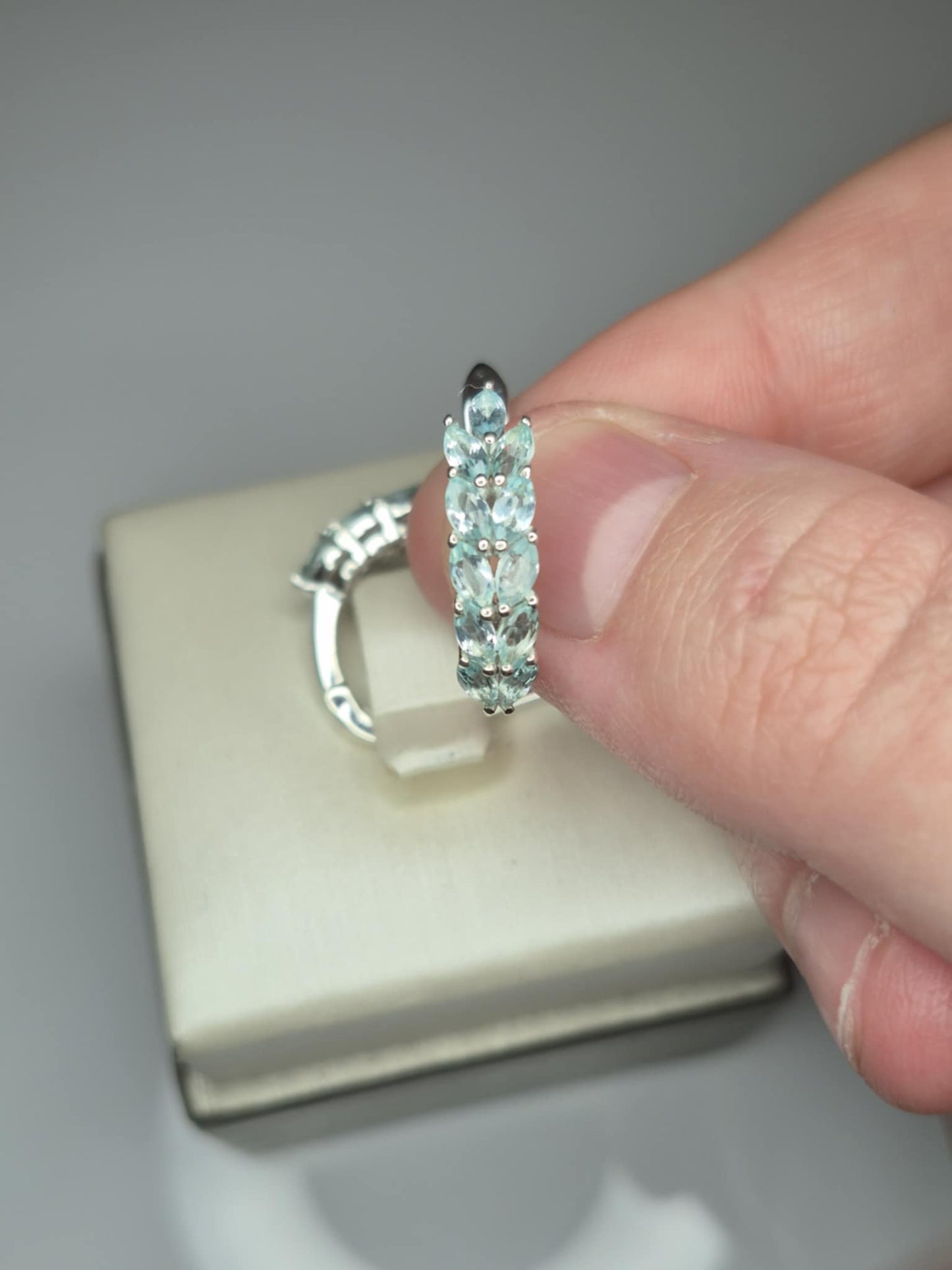 2ct Lagoon Apatite Small Hoop Earrings in Rhodium Overlay 925 Sterling Silver