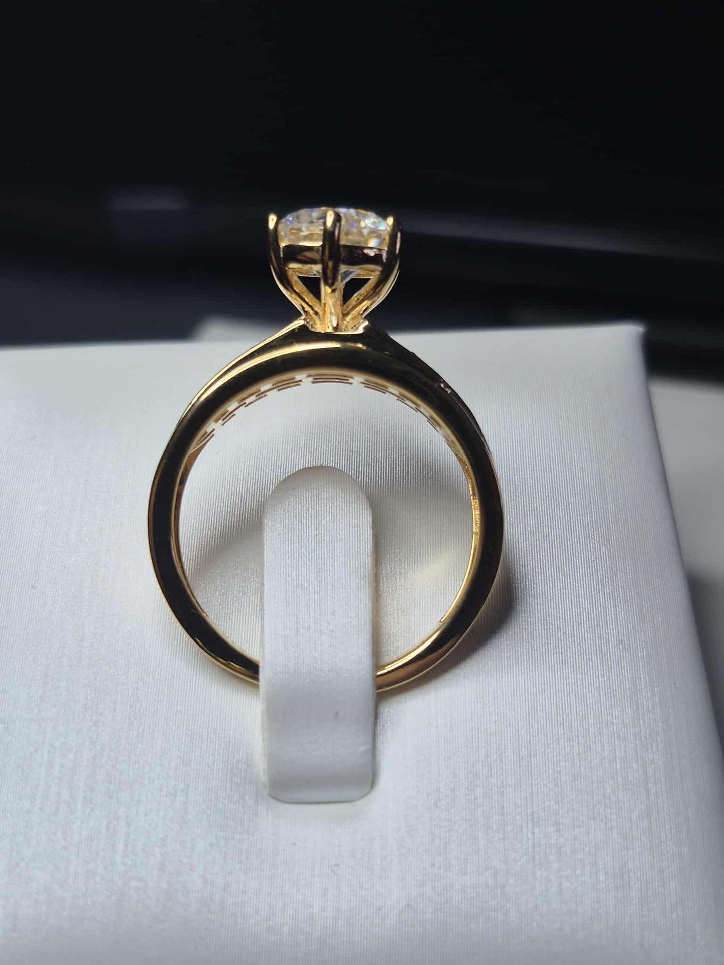 3.15ct Moissanite Ring in 18K Gold Overlay 925 Sterling Silver SIZE R