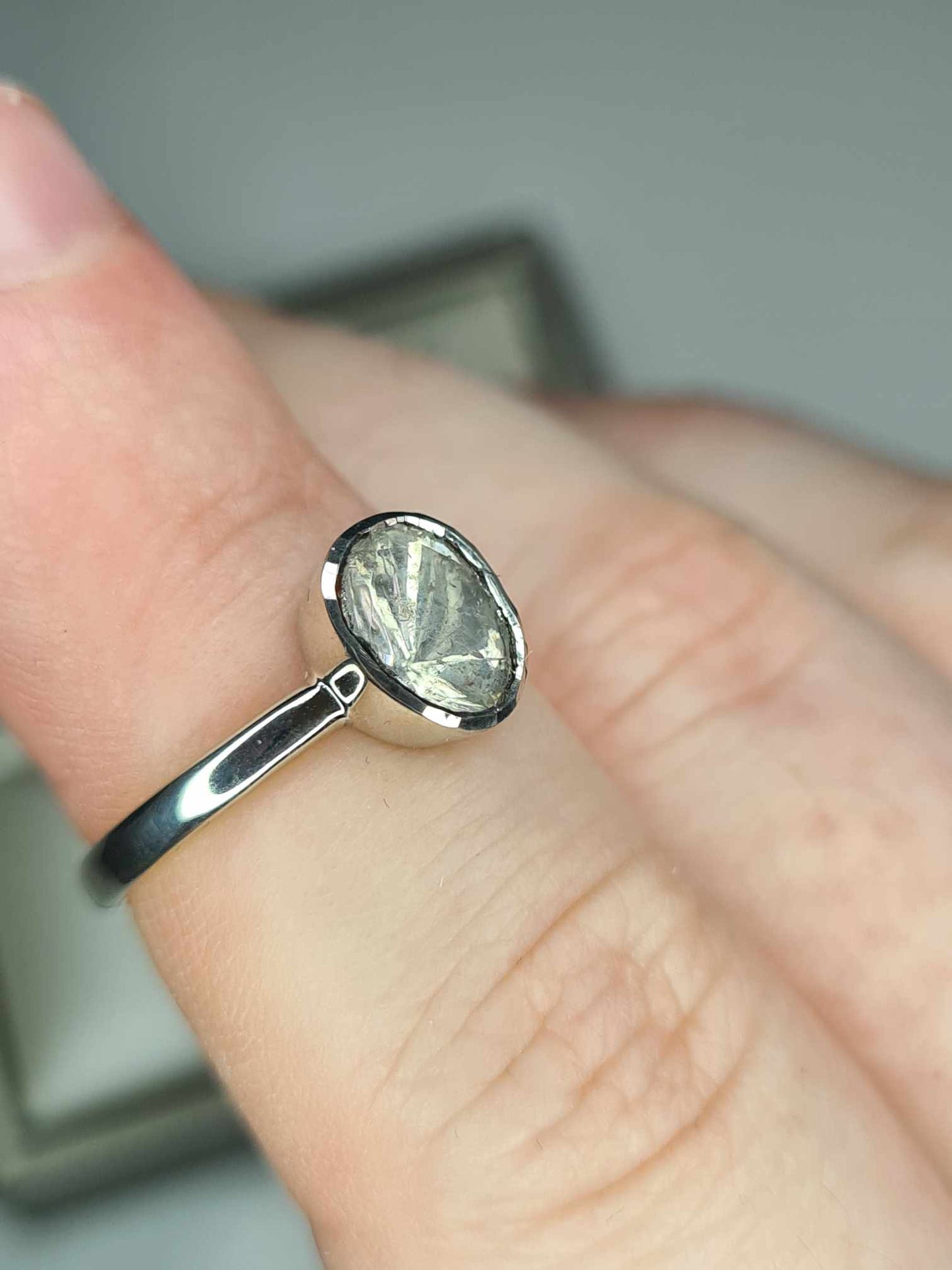 0.25ct Polki Diamond Solitaire Ring in Platinum Overlay 925 Sterling Silver SIZE J