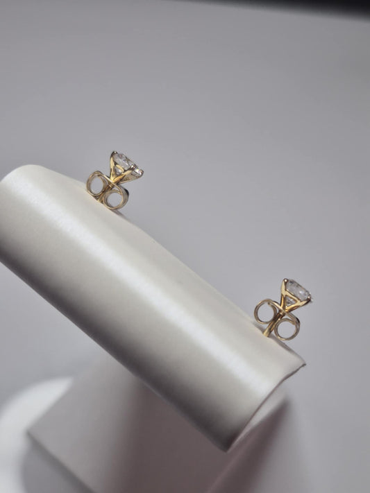 1.50ct 9K Gold Swarovski Zirconia Solitaire Stud Earrings