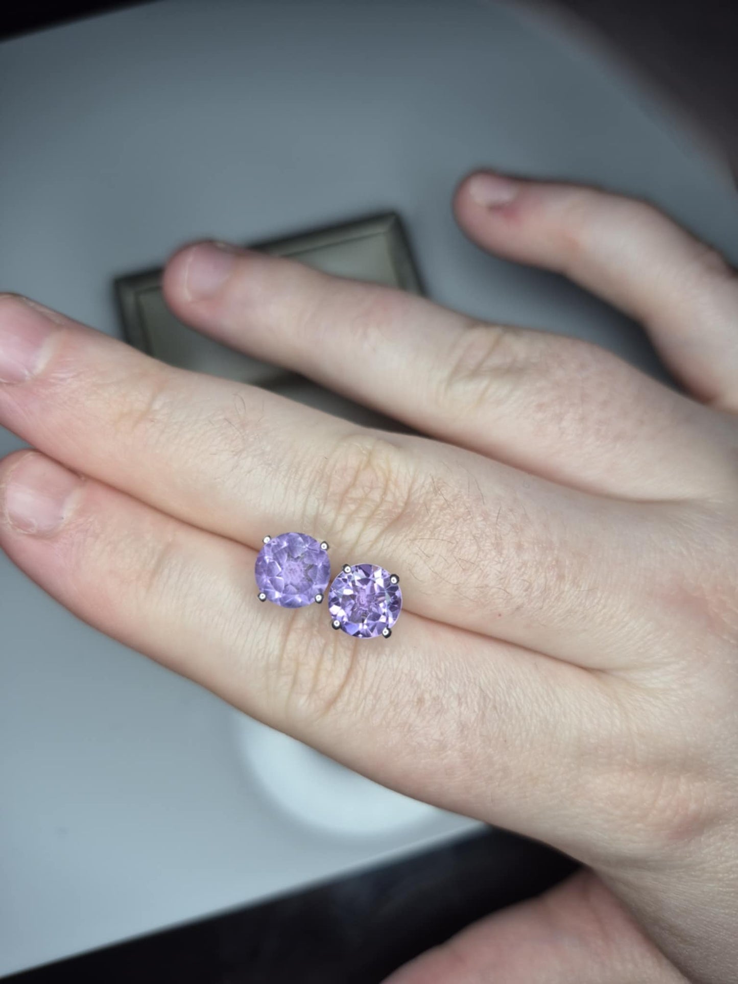 3.70 Ct. AAA Rose De France Amethyst Solitaire Stud Earring in 925 Sterling Silver