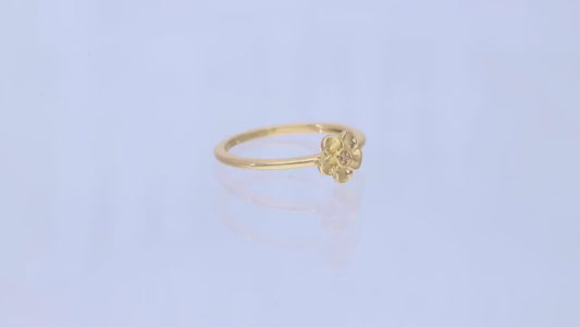 Natural Diamond Floral Ring 925 Sterling Silver Gold Overlay SIZES O,P,Q,S,V
