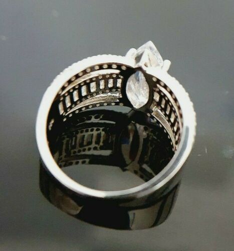 AAA Marquise Simulated Diamond Ring 925 Sterling Silver SIZE L