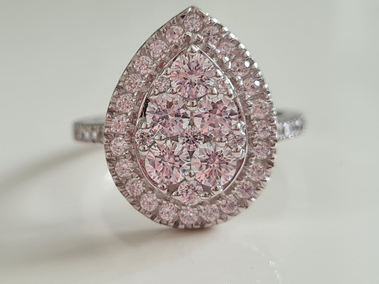 Swarovski Zirconia Pear Cluster Cocktail Ring 925 Sterling Silver SIZES N,O