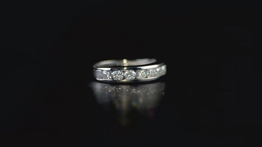 Swarovski Zirconia Round Cut Half Eternity Ring Sterling Silver SIZE N