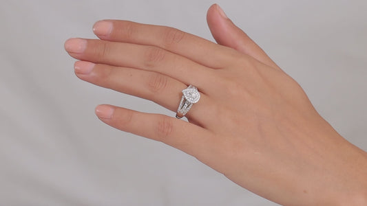 0.978ct Moissanite Cluster Ring 925 sterling silver SIZE O