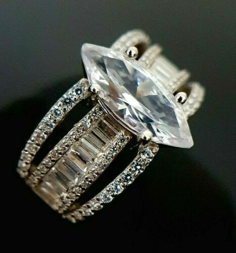 AAA Marquise Simulated Diamond Ring 925 Sterling Silver SIZE L