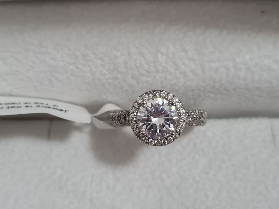 Simulated Diamond Halo Engagement Style Ring SIZES M,N,O,U