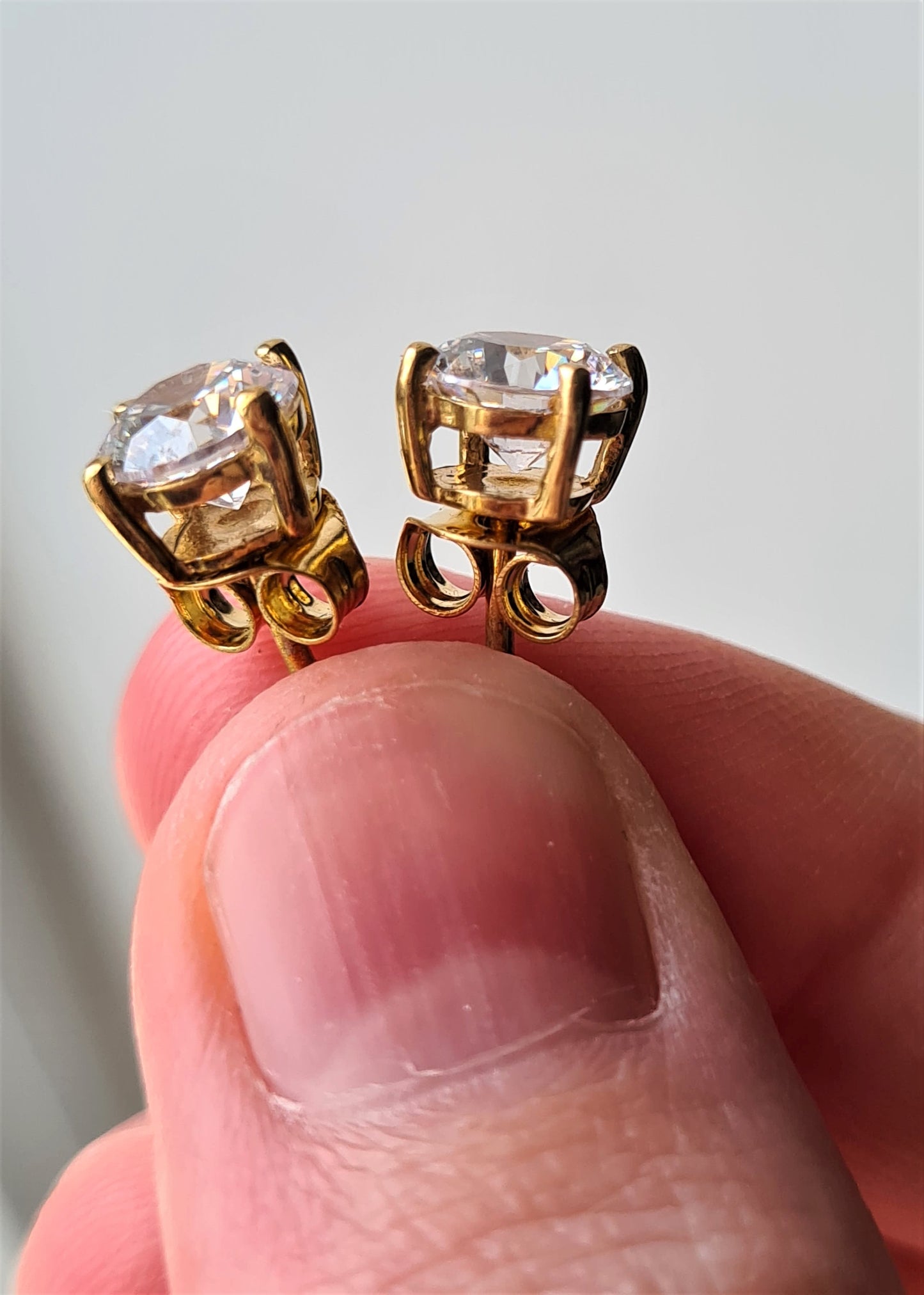 Swarovski Zirconia 2CT 14K Gold Overlay 925 Sterling Silver Stud Earrings