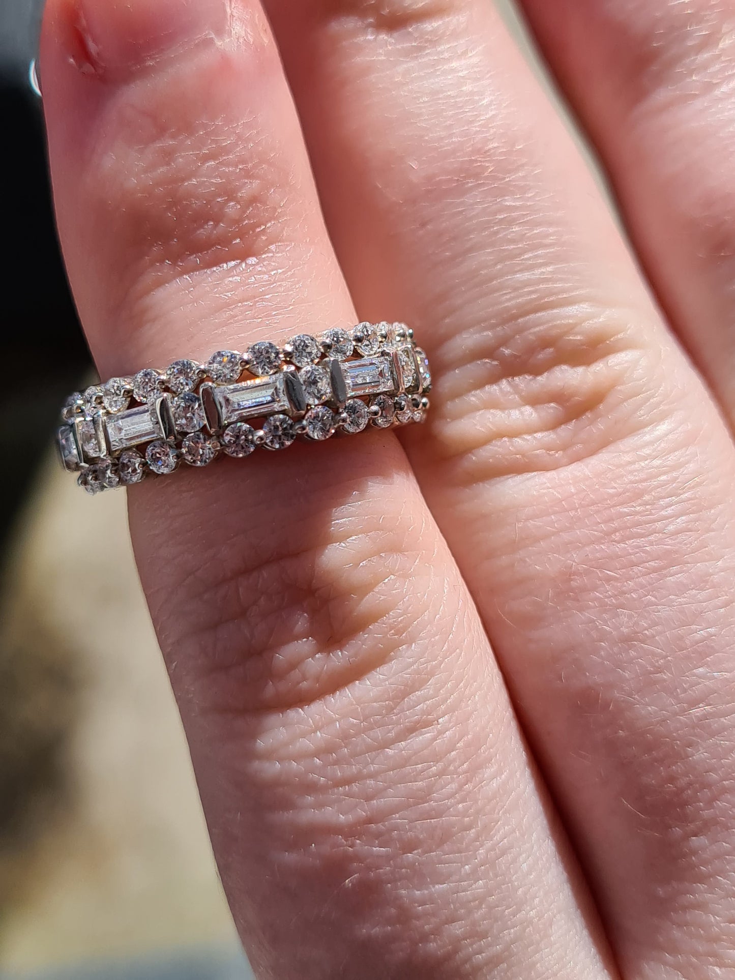 Swarovski Zirconia Half Eternity Ring Sterling Silver SIZES J , P