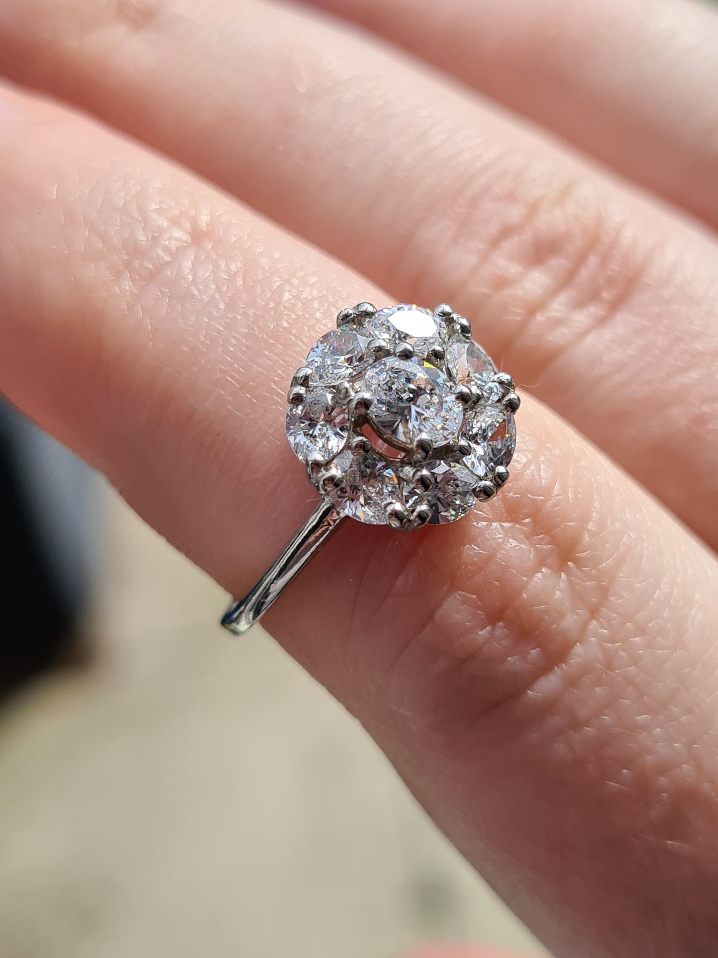 Swarovski Zirconia Halo Ring Sterling Silver SIZES L , M