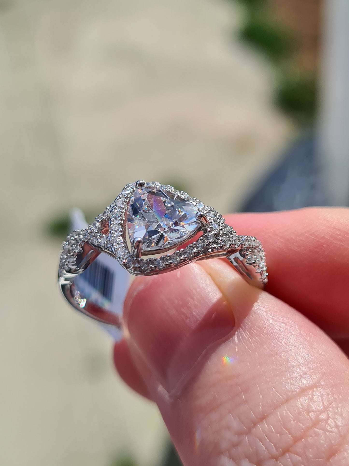 Simulated Diamond Criss-Cross  Ring 925 Sterling Silver SIZE S