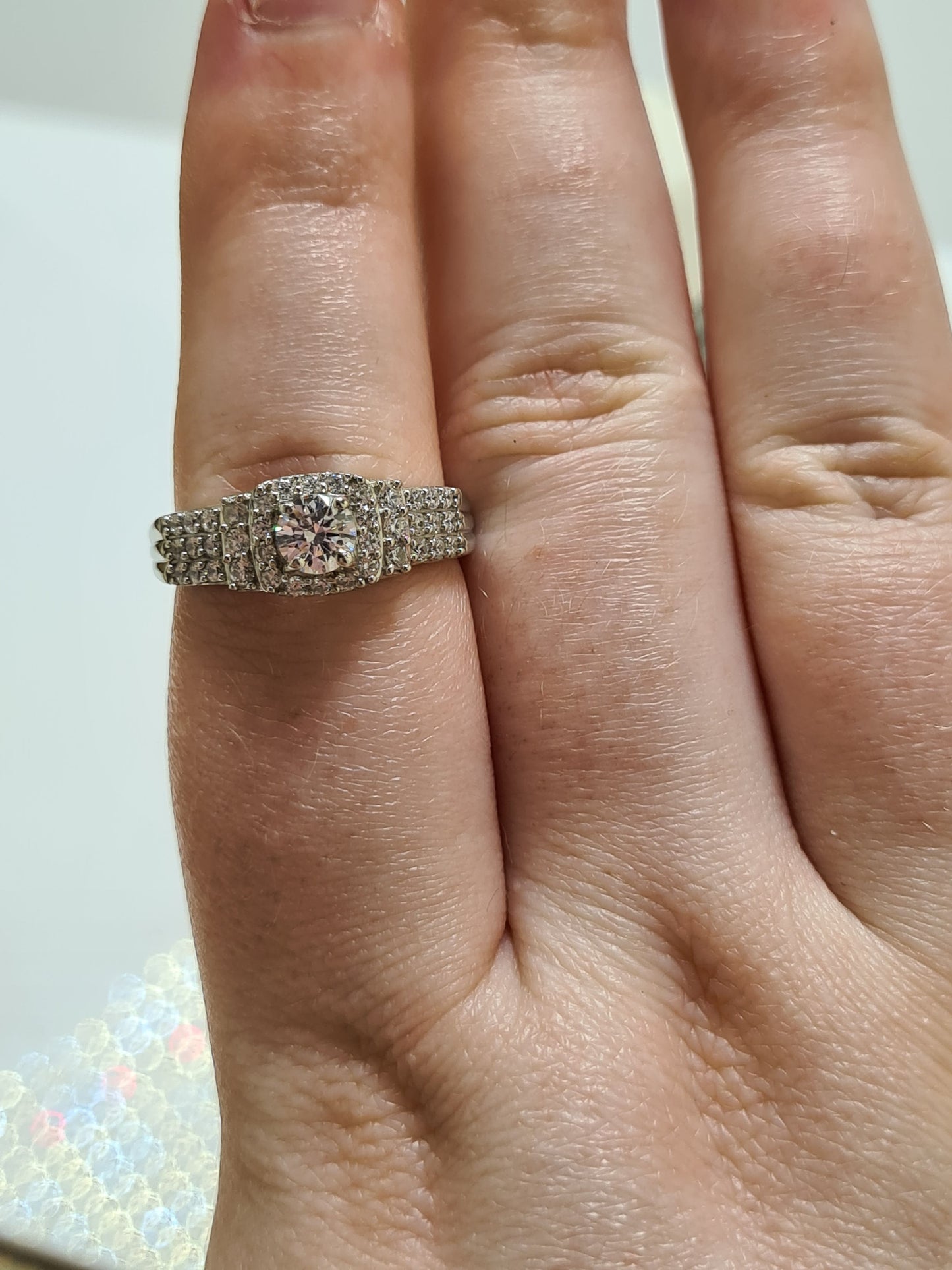 Swarovski Zirconia Cluster Engagement Style Ring SIZE P