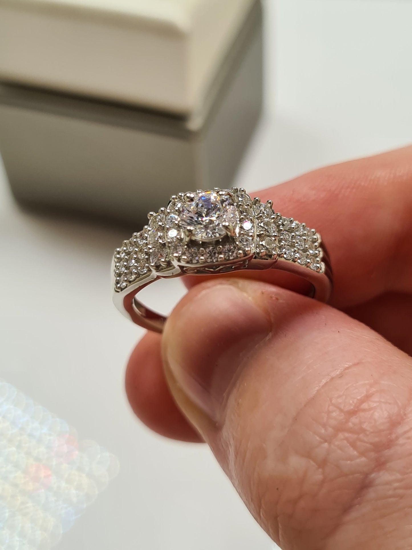 Swarovski Zirconia Cluster Engagement Style Ring SIZE P