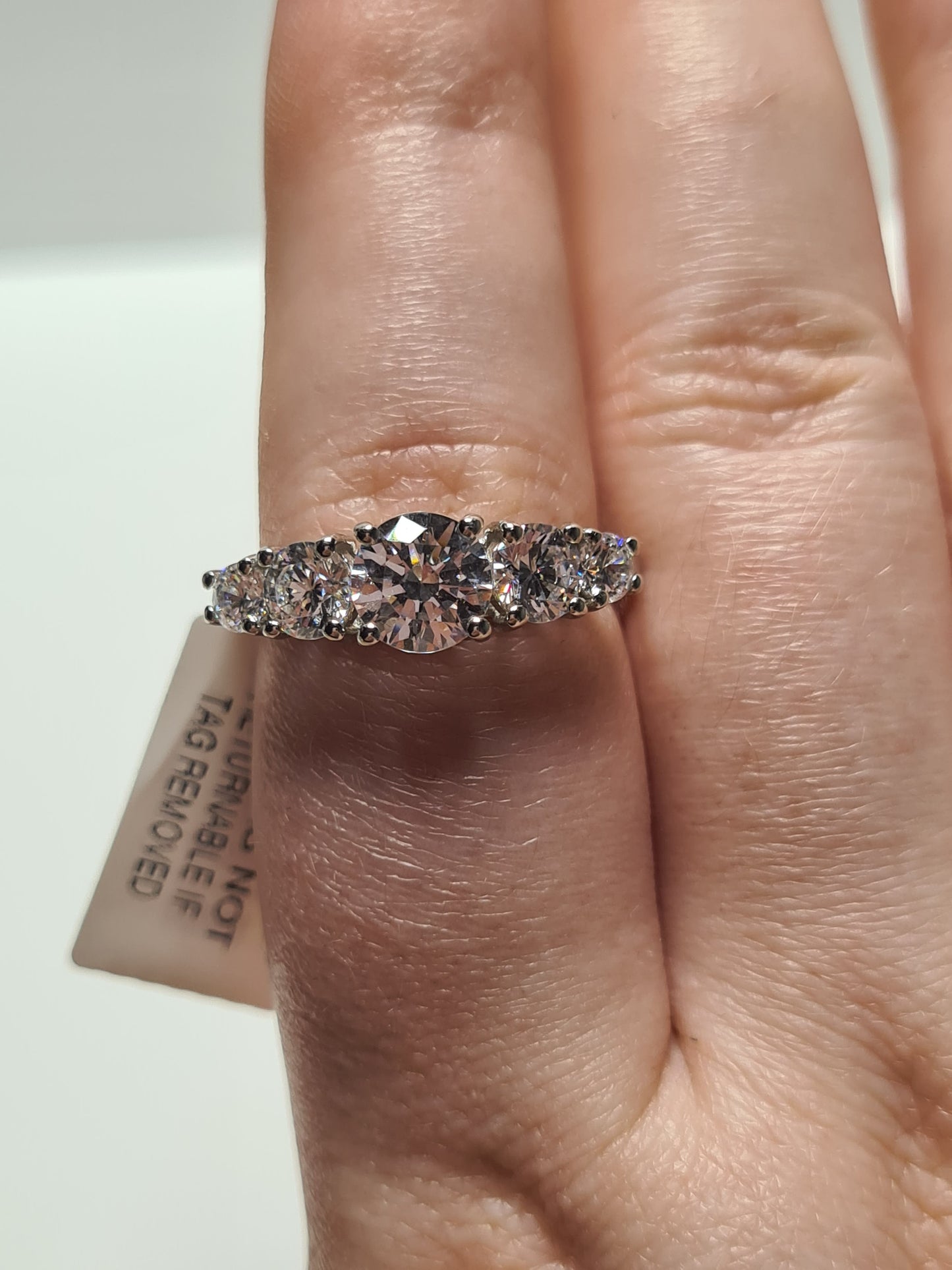 Swarovski Zirconia 5 Stone Half Eternity Style Ring SIZE L