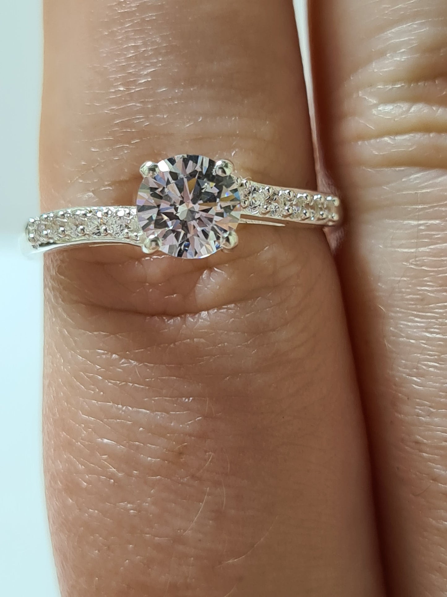 Swarovski Zirconia Bypass Ring Sterling Silver SIZES J,Q,T