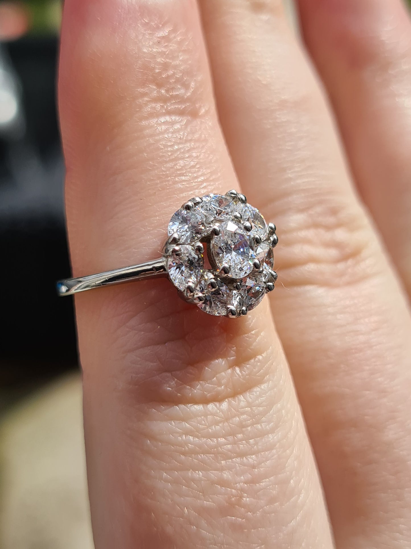 Swarovski Zirconia Halo Ring Sterling Silver SIZES L , M