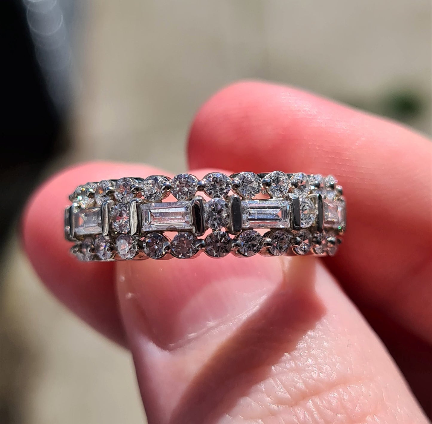 Swarovski Zirconia Half Eternity Ring Sterling Silver SIZES J , P