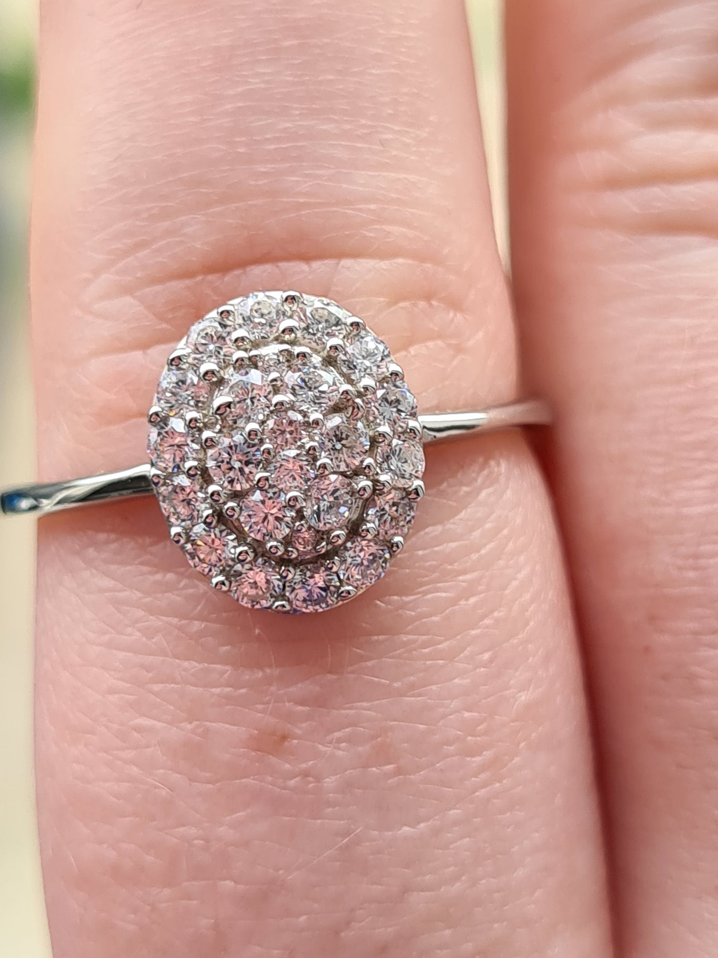 Swarovski Zirconia Cluster Halo Ring Sterling Silver SIZE S