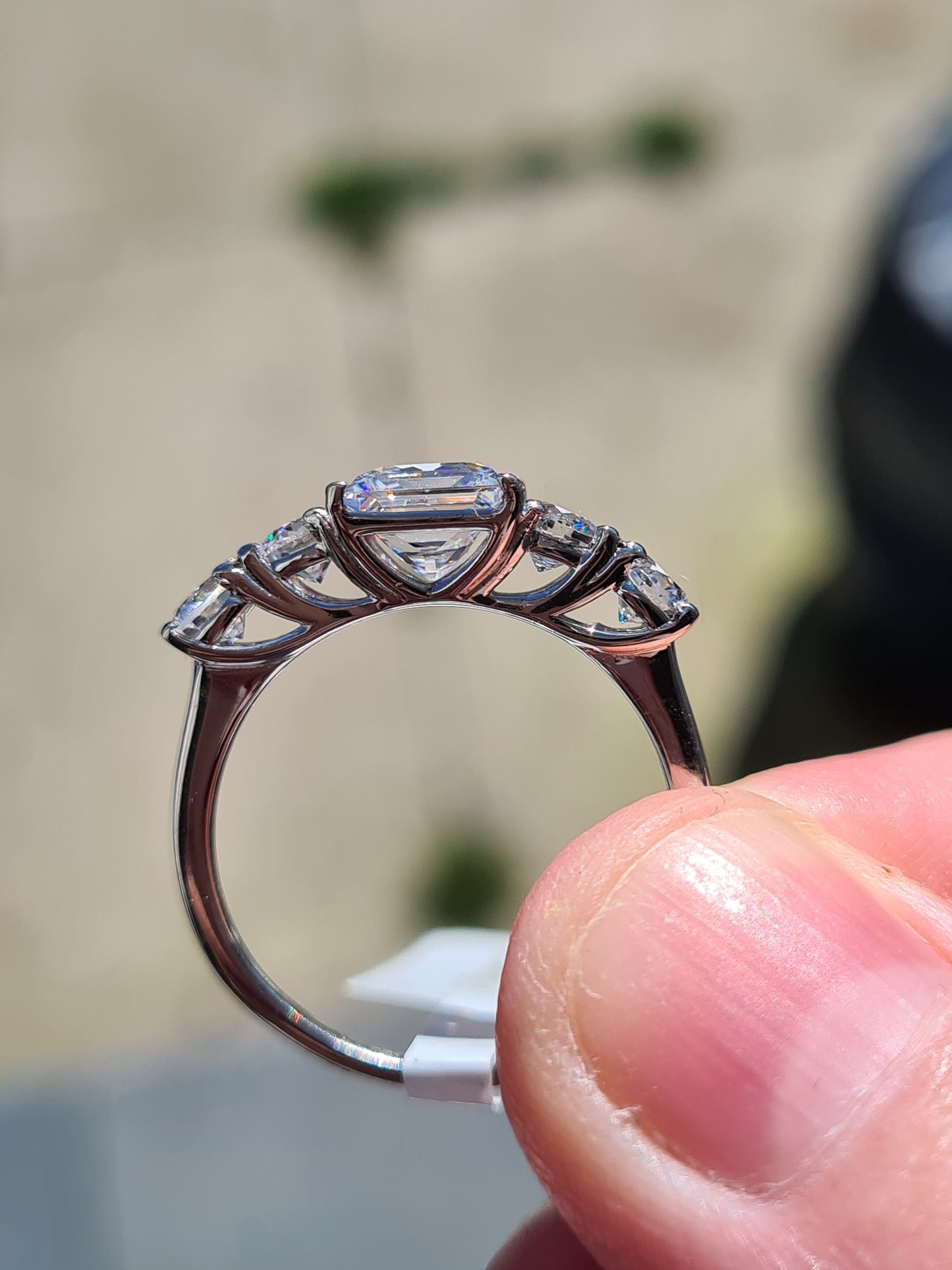 Swarovski Zirconia 5 Stone Ring Sterling Silver SIZE M