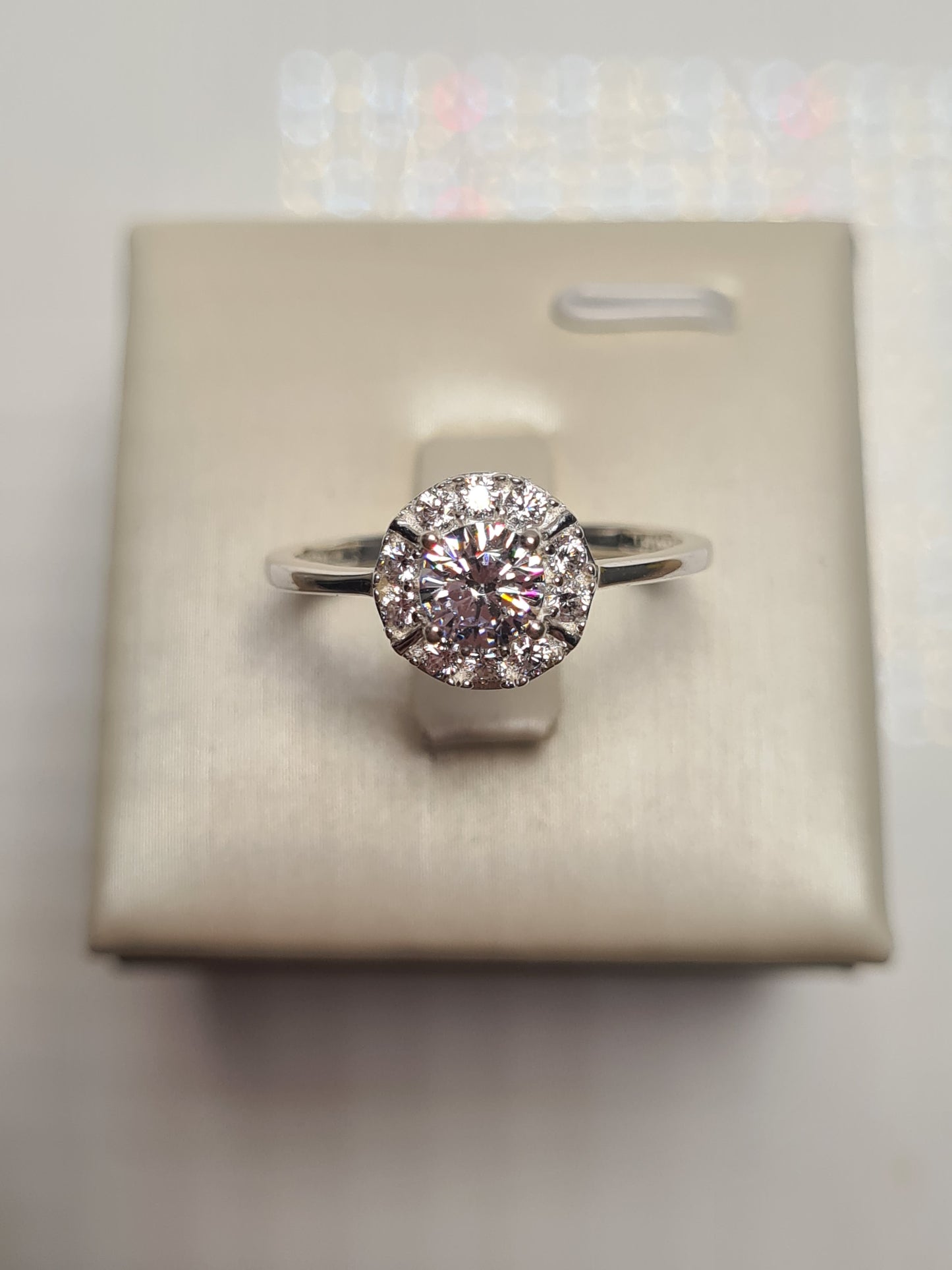 Swarovski Zirconia Halo Ring Sterling Silver SIZES Q , T