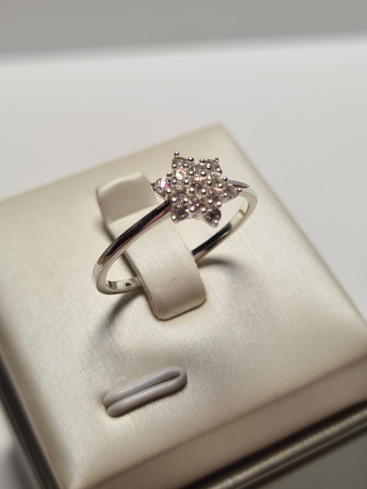 Swarovski Zirconia Star Cluster Ring Sterling Silver SIZE P