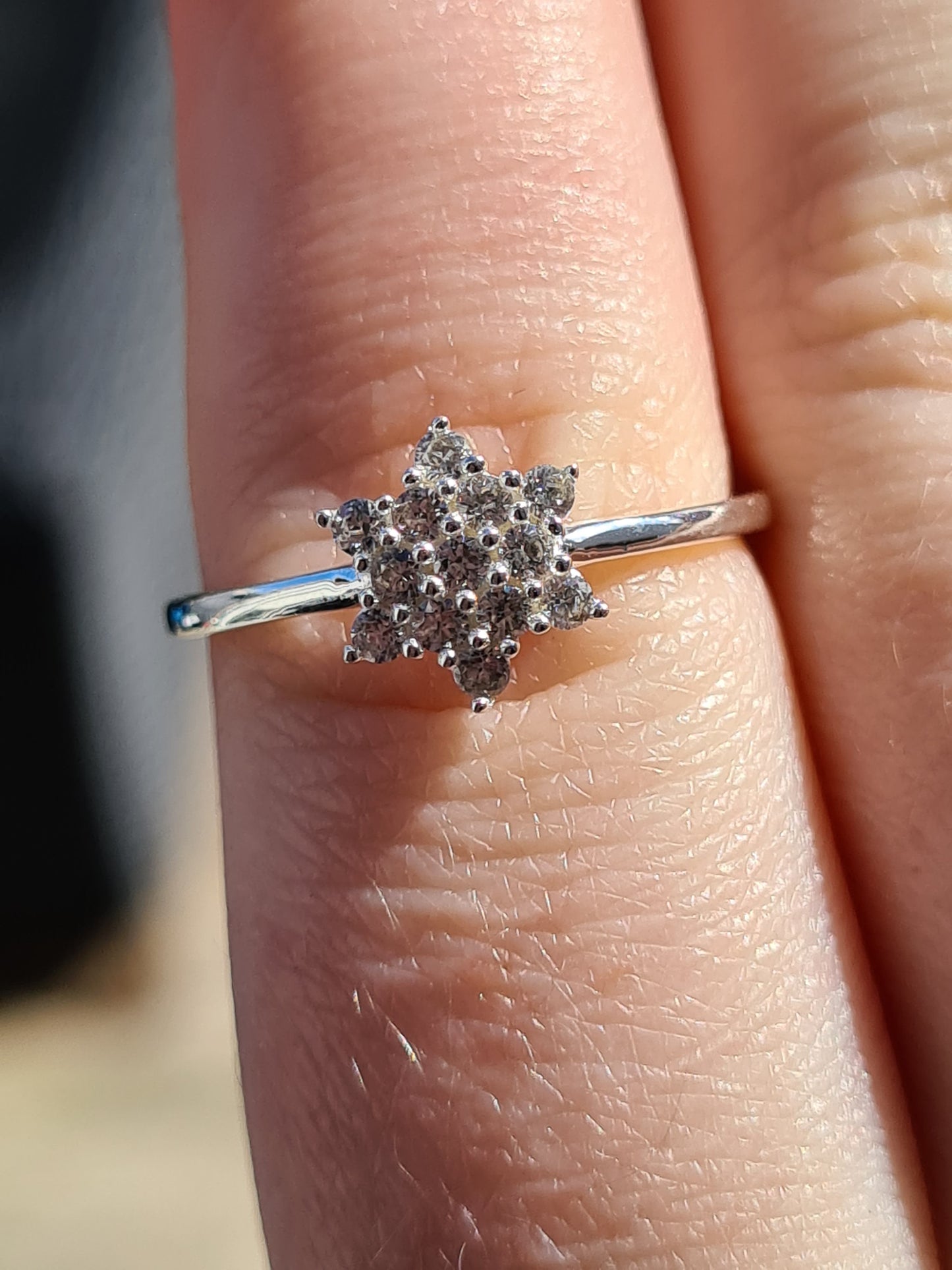 Swarovski Zirconia Star Cluster Ring Sterling Silver SIZE P