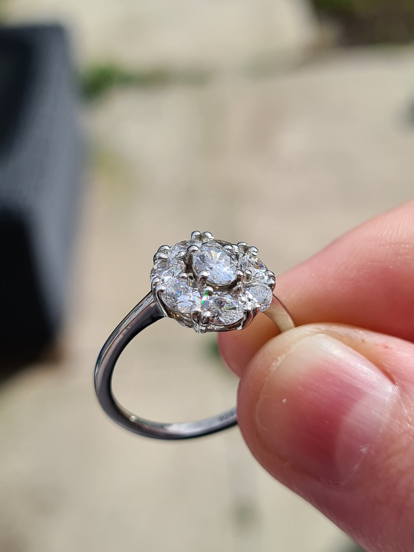 Swarovski Zirconia Halo Ring Sterling Silver SIZES L , M