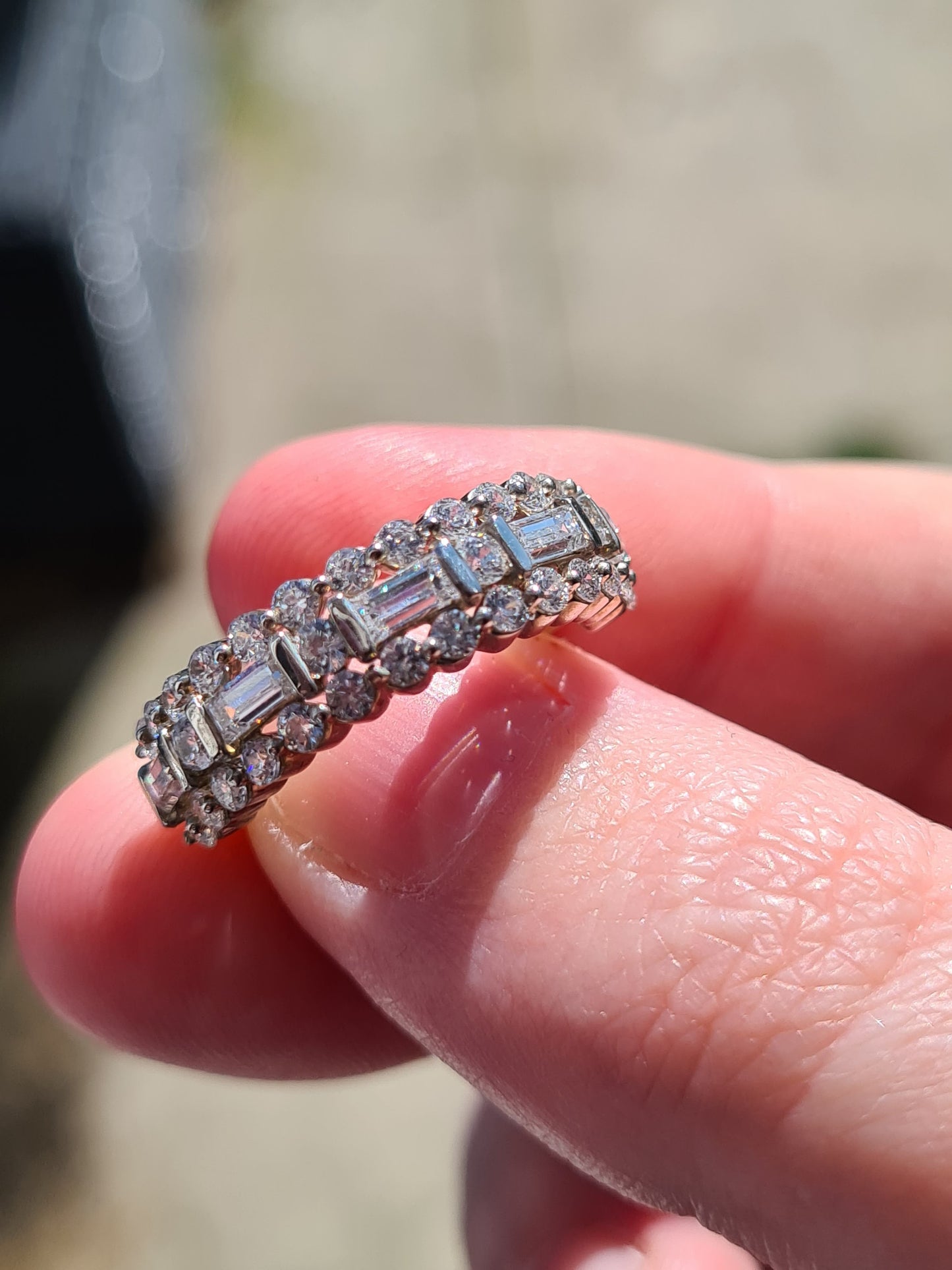 Swarovski Zirconia Half Eternity Ring Sterling Silver SIZES J , P