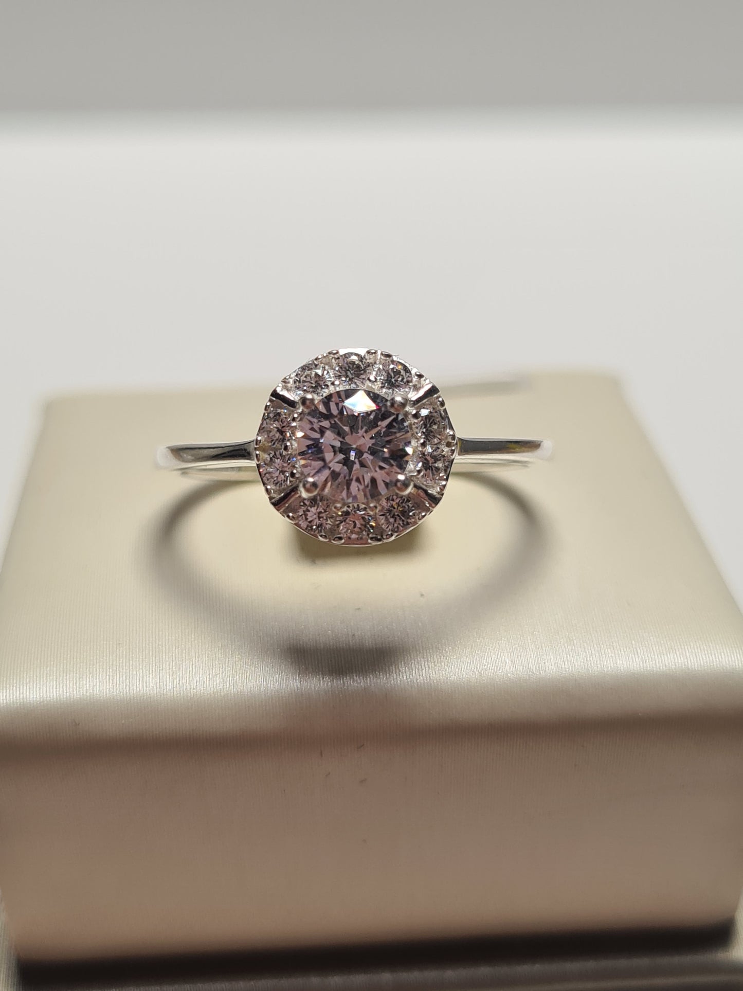 Swarovski Zirconia Halo Ring Sterling Silver SIZES Q , T