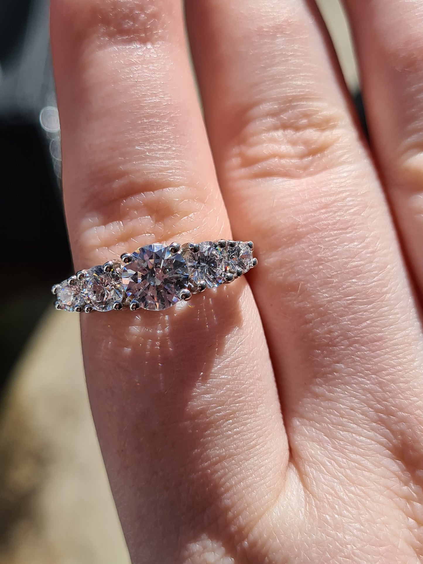 Swarovski Zirconia 5 Stone Half Eternity Style Ring SIZE L