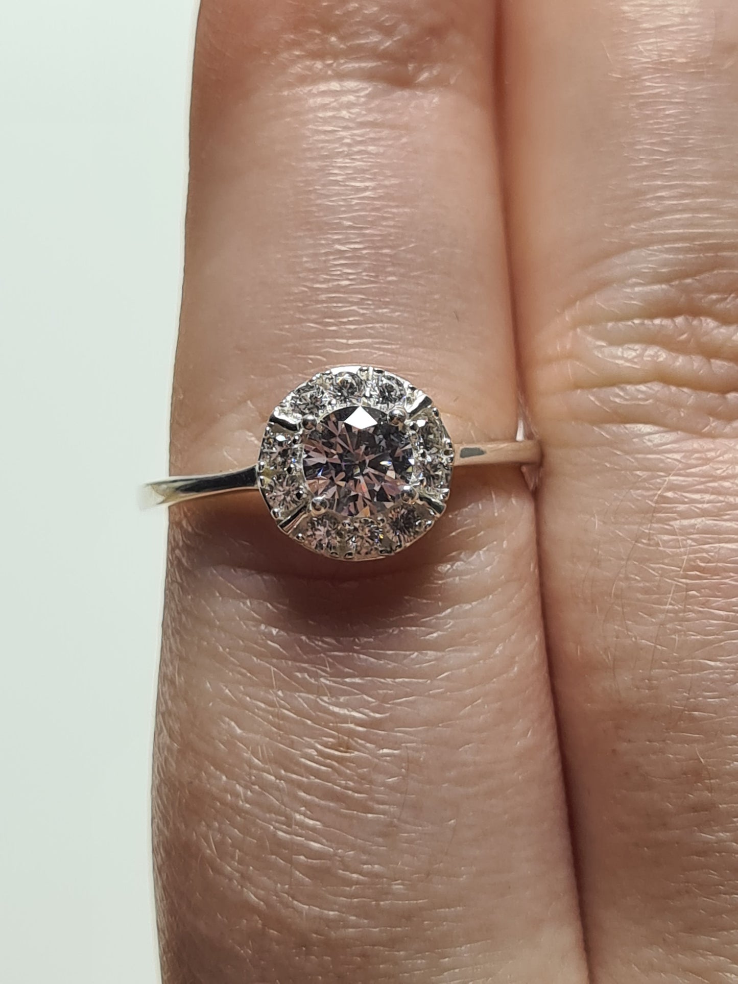 Swarovski Zirconia Halo Ring Sterling Silver SIZES Q , T