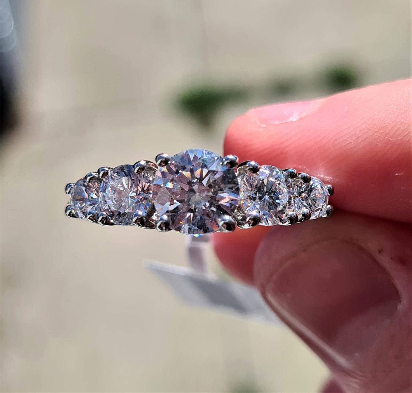 Swarovski Zirconia 5 Stone Half Eternity Style Ring SIZE L