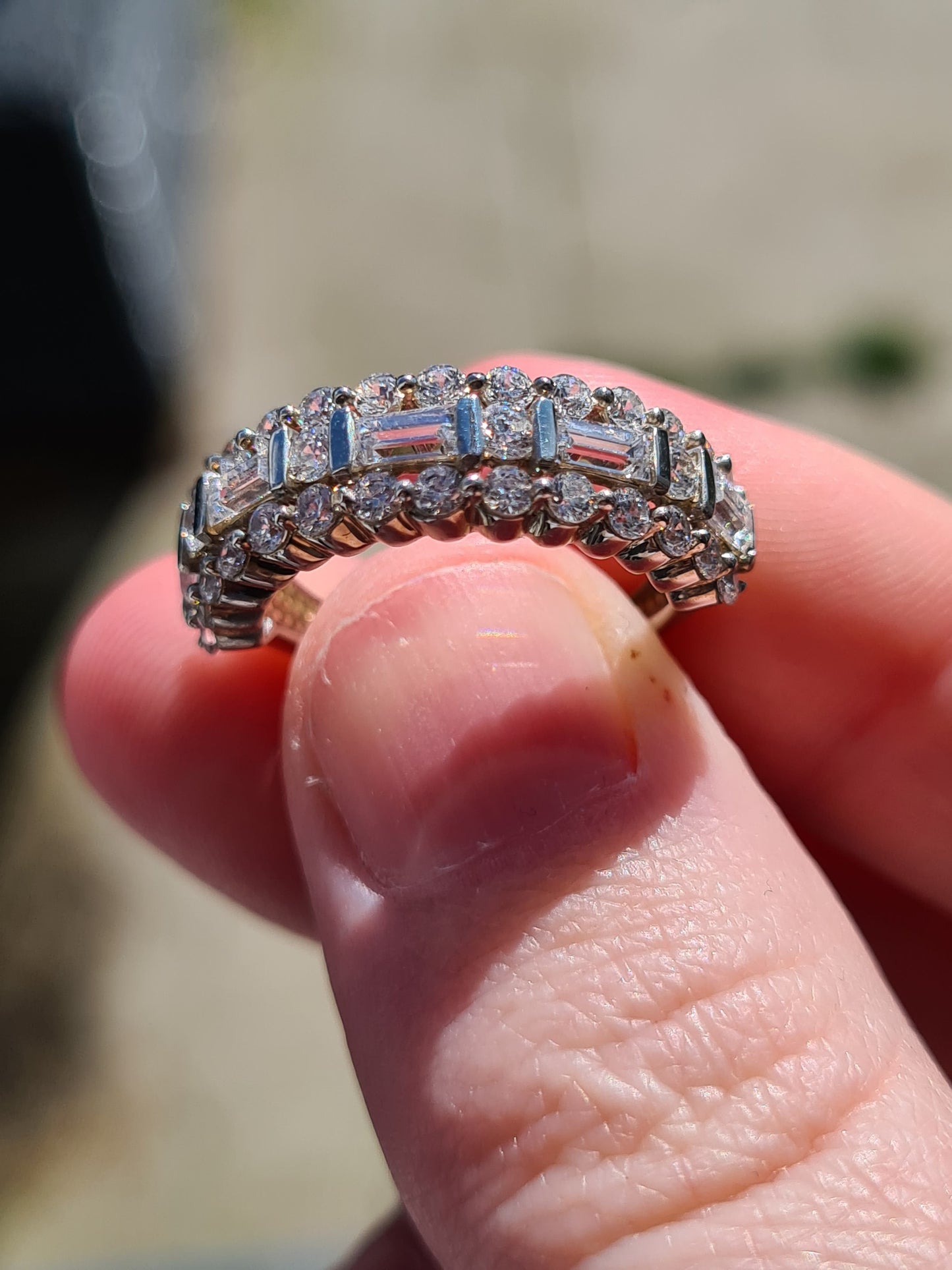 Swarovski Zirconia Half Eternity Ring Sterling Silver SIZES J , P