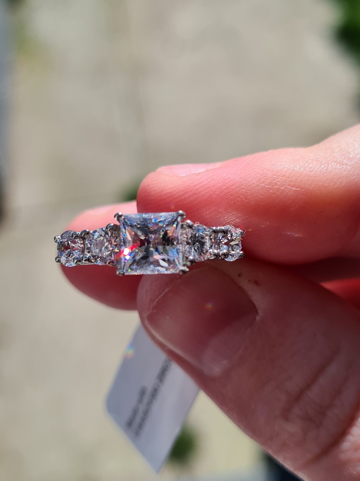 Swarovski Zirconia 5 Stone Ring Sterling Silver SIZE M