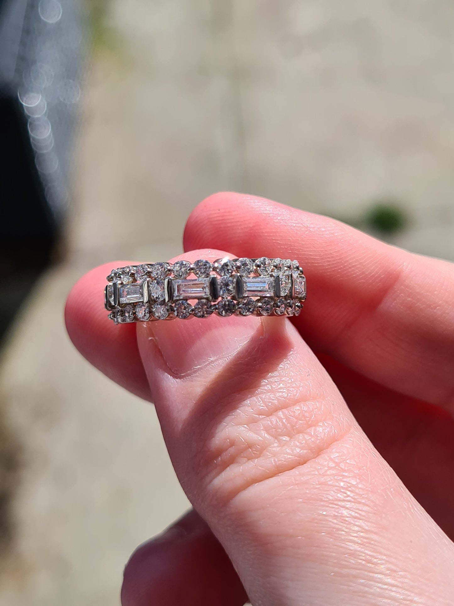 Swarovski Zirconia Half Eternity Ring Sterling Silver SIZES J , P