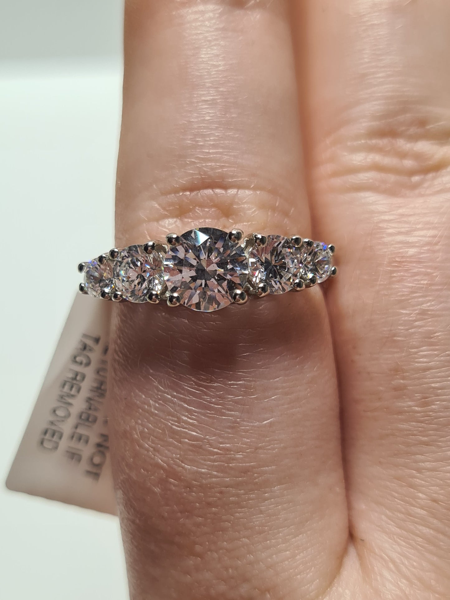 Swarovski Zirconia 5 Stone Half Eternity Style Ring SIZE L