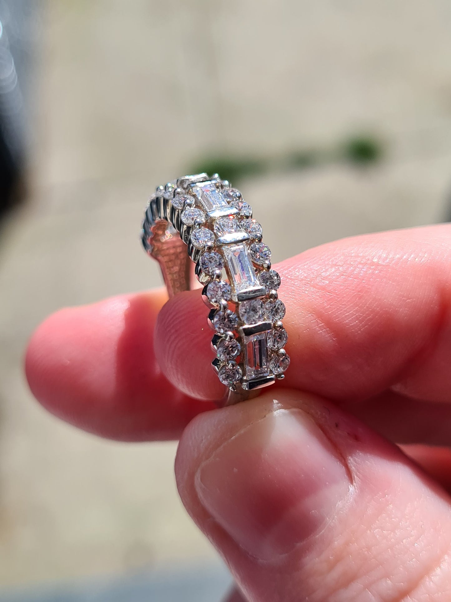 Swarovski Zirconia Half Eternity Ring Sterling Silver SIZES J , P