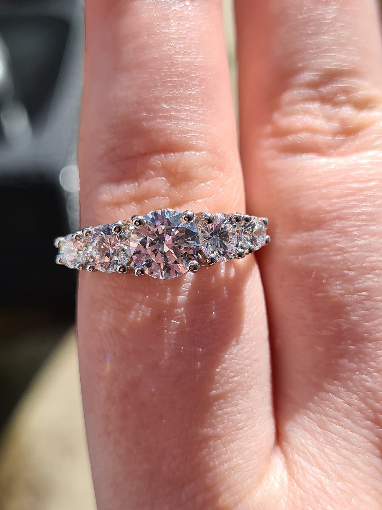 Swarovski Zirconia 5 Stone Half Eternity Style Ring SIZE L