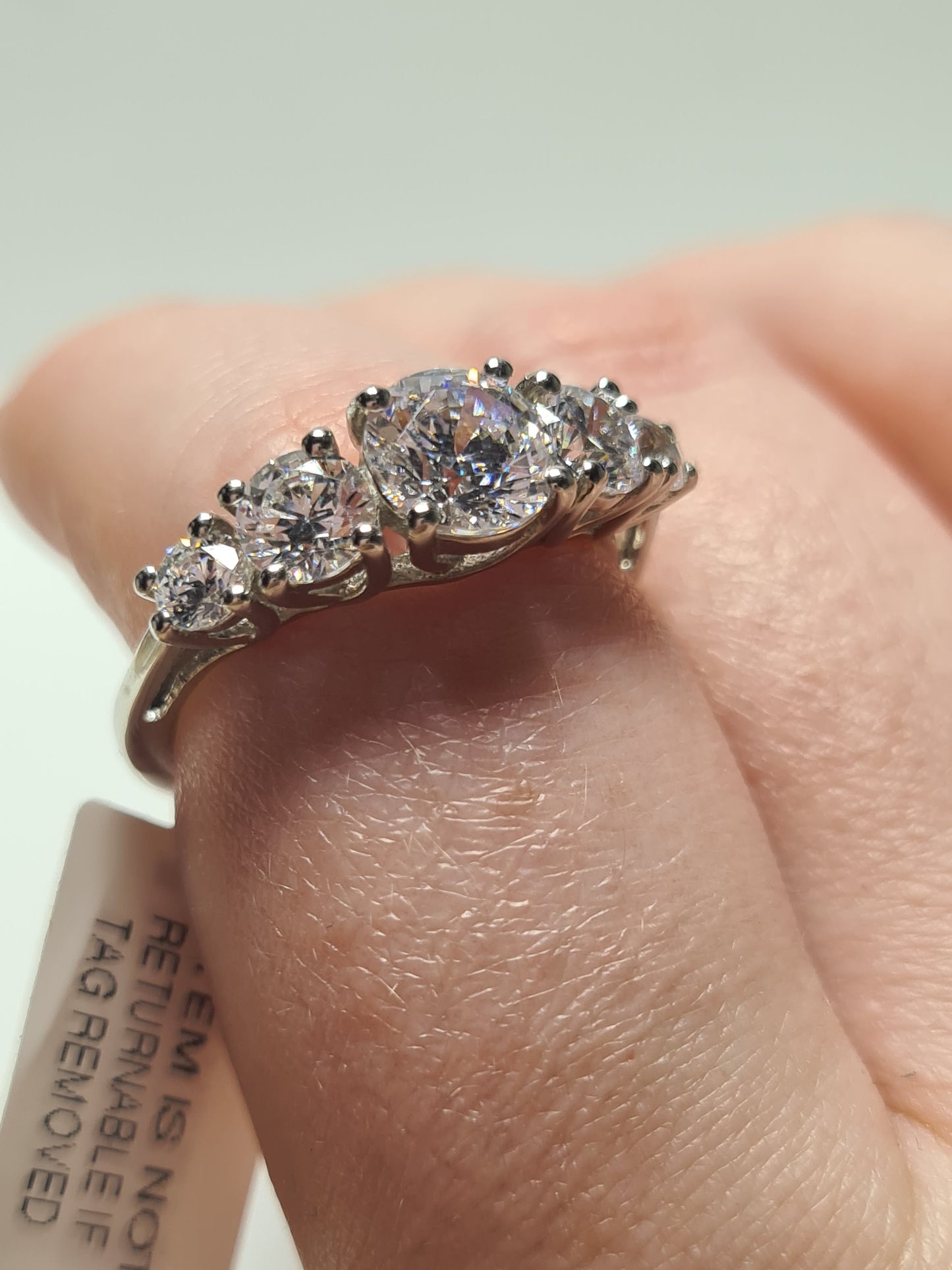 Swarovski Zirconia 5 Stone Half Eternity Style Ring SIZE L